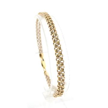 Gouden dubbele jasseron schakel armband | 20 cm beschikbaar voor biedingen