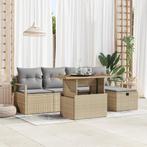 vidaXL 6-delig tuinbank set met kussens Beige Poly Rattan, Tuin en Terras, Verzenden, Nieuw