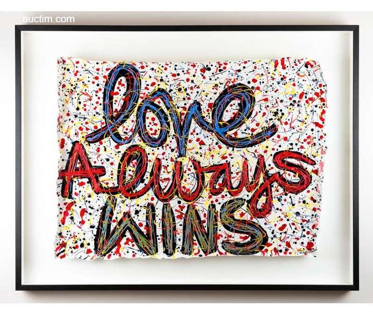 Delphine Boël LOVE ALWAYS WINS Schilderij acryl..., Antiek en Kunst, Kunst | Schilderijen | Modern, Ophalen