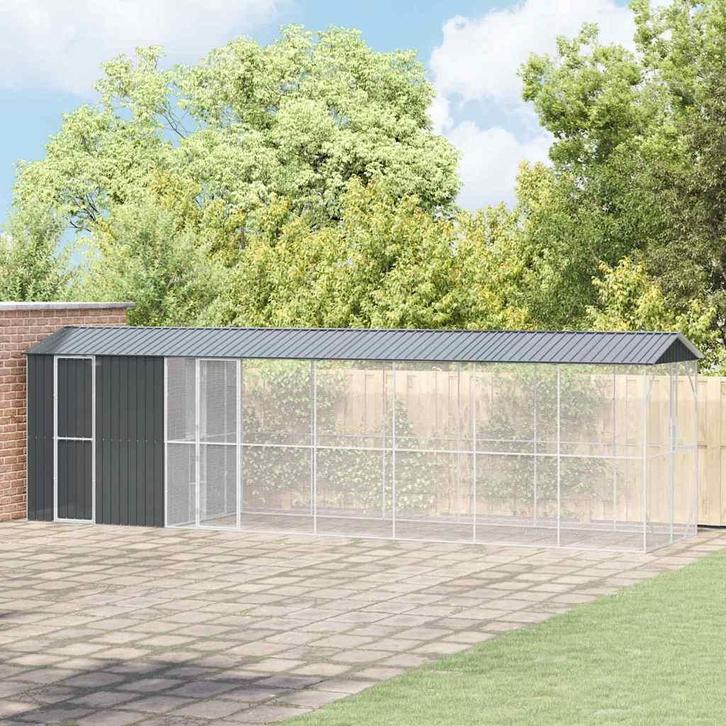 vidaXL Vogelkooi Antraciet 860 x 208 x 247 cm Gegalvaniseerd, Dieren en Toebehoren, Vogels | Toebehoren, Nieuw, Verzenden