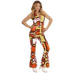 Disco 70S Jumpsuit Groen Oranje Dames, Kleding | Dames, Verzenden, Nieuw
