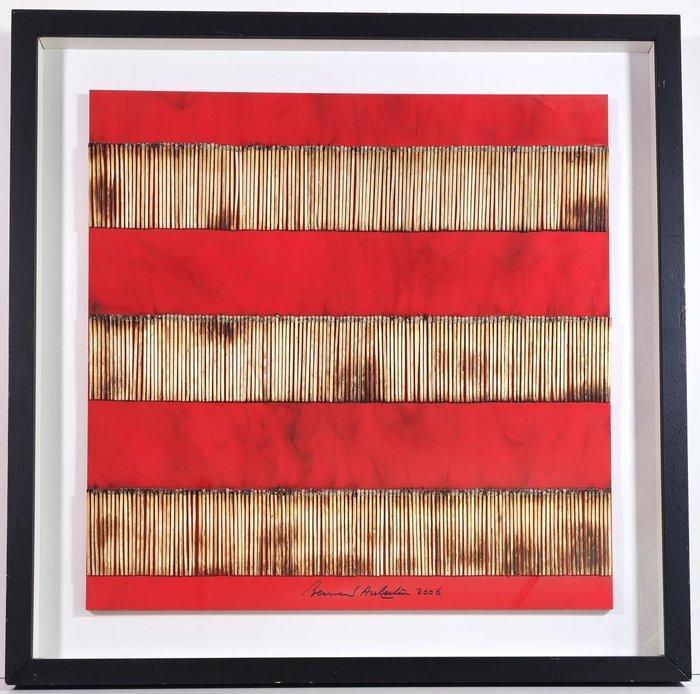 Bernard Aubertin (1934-2015) - Dessin de Feu sur Table Rouge, Antiek en Kunst, Kunst | Schilderijen | Modern