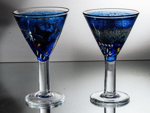 Kosta Boda - Bertil Vallien - Kelk (2) - Zwei blaue Kelche, Antiek en Kunst, Antiek | Glaswerk en Kristal