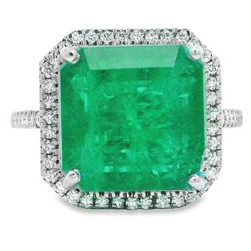 Bague Platine -  8.33ct. tw. Émeraude - Diamant - Bague