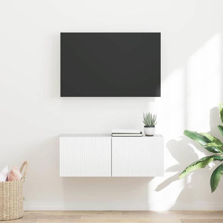 vidaXL TV Wandkast Glanzend Wit 60 x 31 x 29.5 cm Bewerkt, Huis en Inrichting, Kasten |Televisiemeubels, Nieuw, Verzenden