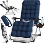 Tuinstoel - Ligstoel - Verstelbaar - Opvouwbaar - Blauw - KE, Tuin en Terras, Verzenden, Nieuw