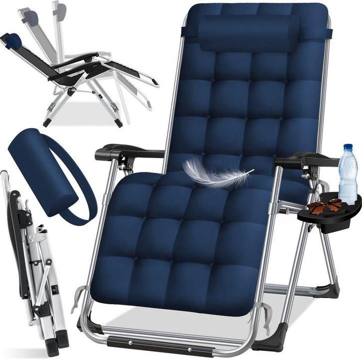 Tuinstoel - Ligstoel - Verstelbaar - Opvouwbaar - Blauw - KE, Tuin en Terras, Ligbedden, Nieuw, Verzenden