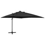 vidaXL Zweefparasol met paal en LED-verlichting 300 cm zwart, Tuin en Terras, Verzenden, Nieuw