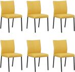 Set van 6 Gele leren moderne eetkamerstoelen - poot vierkant, Huis en Inrichting, Stoelen, Nieuw, Vijf, Zes of meer stoelen, Modern