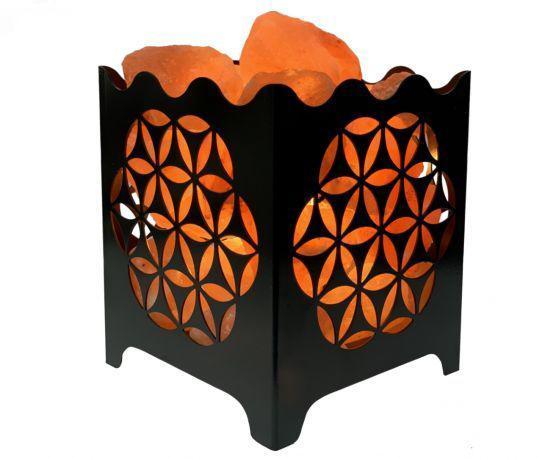 Zoutlamp - Himalaya Zoutstenen - Metalen Korfje - Geometr..., Antiek en Kunst, Antiek | Glaswerk en Kristal, Ophalen of Verzenden