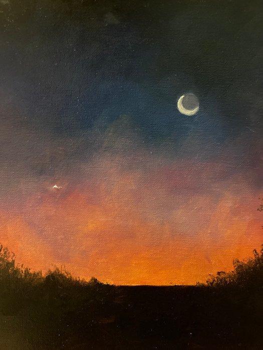 Gianmarco Serafini (XX-XXI) - Crescent moon, Antiek en Kunst, Kunst | Schilderijen | Klassiek