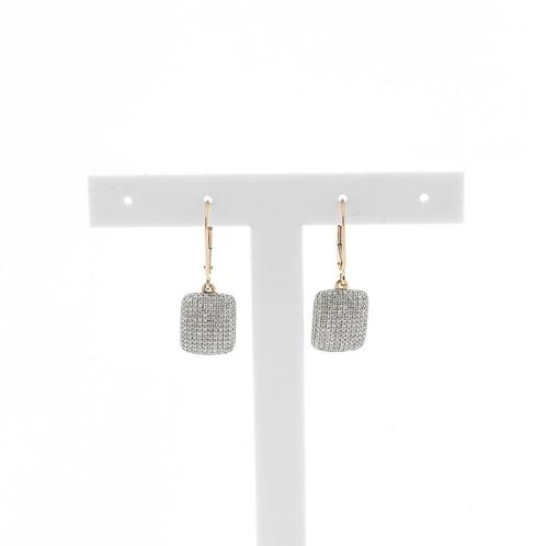 9 Krt. Pavé oorhangers met diamant | 1,2 ct., Handtassen en Accessoires, Antieke sieraden, Met edelsteen, Goud, Ophalen of Verzenden