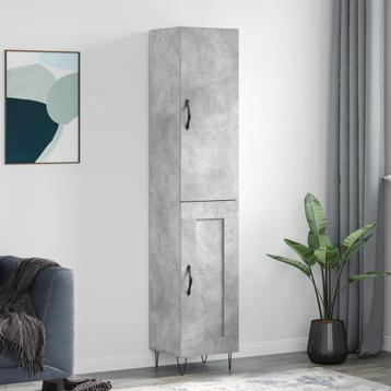 vidaXL Hoge kast 34,5x34x180 cm bewerkt hout betongrijs, Verzenden