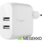 Belkin Dual USB-A Charger. 24W white WCB002vfWH, Verzenden