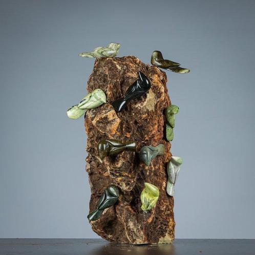Beeld, Big Birds Tree - 460 mm - Steen, Antiek en Kunst, Curiosa en Brocante