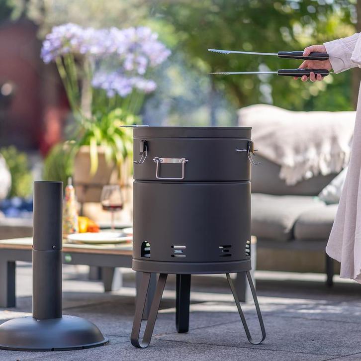 Barbecue tonneau 2 en 1 - 51 x 46,5 x 126 cm, Tuin en Terras, Houtskoolbarbecues, Verzenden