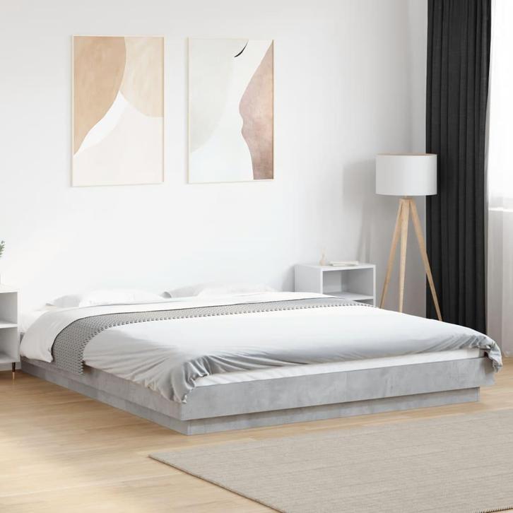 vidaXL Bedframe bewerkt hout betongrijs 160x200 cm, Huis en Inrichting, Slaapkamer | Bedden, Nieuw, Verzenden