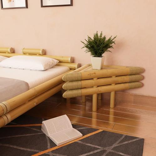 vidaXL Table de chevet 2 pcs 60 x 60 x 40 cm Bambou, Maison & Meubles, Chambre à coucher | Tables de chevet, Neuf, Envoi