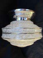 Lustre - Plafonnier Art Déco. Globe verre, métal chromé 1940, Antiquités & Art