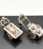 No reserve-Twee zilveren miniaturen oud ijzer koopman en, Antiek en Kunst