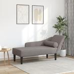 vidaXL Chaise longue met kussens stof taupe, Verzenden