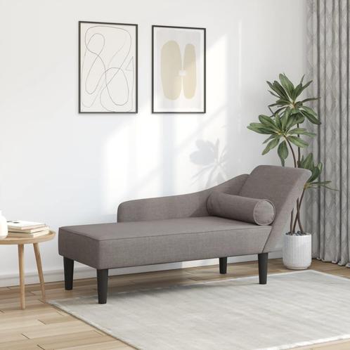 vidaXL Chaise longue met kussens stof taupe, Maison & Meubles, Canapés | Sofas & Chaises Longues, Envoi