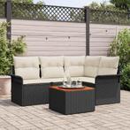 vidaXL Tuinbank Set 5 pcs Zwart Poly rattan, Tuin en Terras, Verzenden, Nieuw