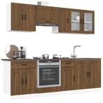 vidaXL 8-delige Keukenkastenset Kalmar bewerkt hout bruin, Huis en Inrichting, Verzenden, Nieuw