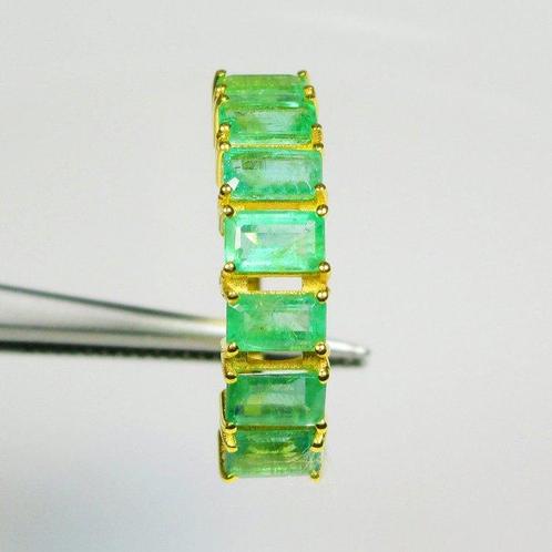 Ring - 14 karaat Geel goud - 1.66ct. tw. Smaragd - Smaragd -, Handtassen en Accessoires, Ringen