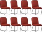 Set van 8 Rode leren industriële design eetkamerstoelen -, Nieuw, Vijf, Zes of meer stoelen, Modern, Leer