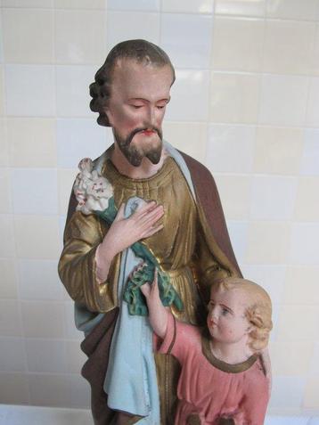 Statue, St. Jozefbeeld met kindje Jezus - 46.5 cm - Plâtre -
