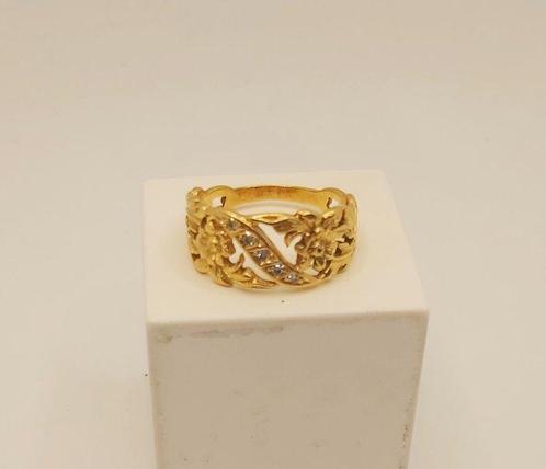 Ring - 19.2 kt. Geel goud - 0.05ct. tw. Diamant (Natuurlijk), Handtassen en Accessoires, Ringen