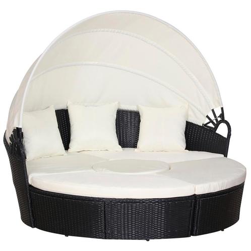Loungeset - Luxe Rieten - Zonnedak - Kussens - Crème, Tuin en Terras, Tuinsets en Loungesets, Nieuw, Ophalen of Verzenden
