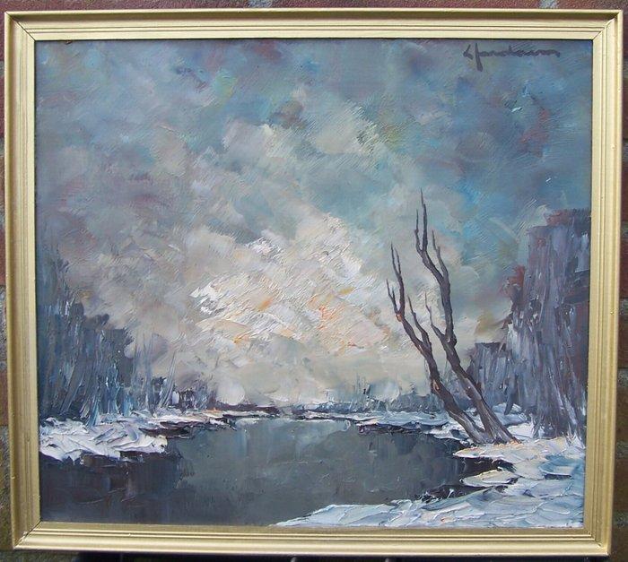 Leo Jodaens (1944-2000) - Winter aan de Oude Schelde, Antiek en Kunst, Kunst | Schilderijen | Klassiek