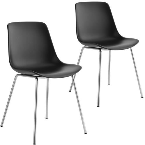 tectake Kunststofstoelen Mave, ergonomisch, 120 kg - zwart/c, Huis en Inrichting, Stoelen, Verzenden