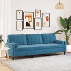 vidaXL 3-zitsbank met sierkussens 210 cm fluweel blauw, Huis en Inrichting, Verzenden, Nieuw