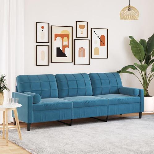 vidaXL 3-zitsbank met sierkussens 210 cm fluweel blauw, Huis en Inrichting, Zetels | Zetels, Nieuw, Verzenden