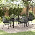 vidaXL Tuin Eettafel Set 5 pcs Zwart poly rattan, Tuin en Terras, Verzenden, Nieuw
