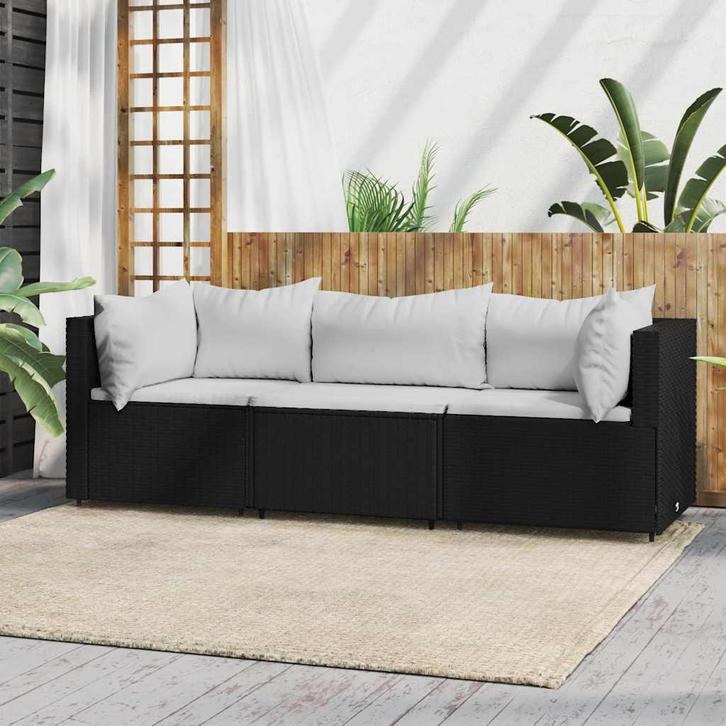 Loungeset Zwart | Retour Deal | 61% Korting!, Tuin en Terras, Tuinsets en Loungesets, Bank, Nieuw, Rotan, Loungeset, Verzenden