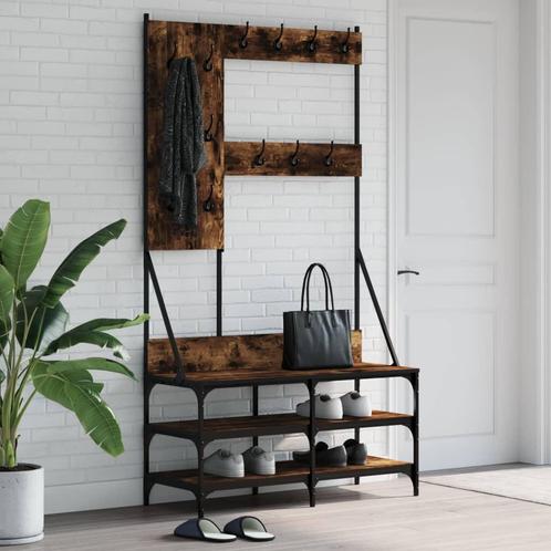 vidaXL Kledingrek met schoenenrek 100x40x184 cm gerookt, Huis en Inrichting, Kasten | Kleerkasten, Nieuw, Verzenden