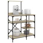 vidaXL Bakkersrek 90x40x132 cm bewerkt hout en metaal sonoma, Huis en Inrichting, Verzenden, Nieuw