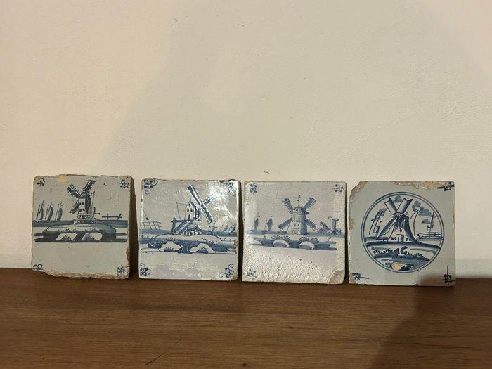 Tegel (4) - Oud Delft, Nijmegen - 1800-1850 - Aardewerke, Antiquités & Art, Antiquités | Verre & Cristal