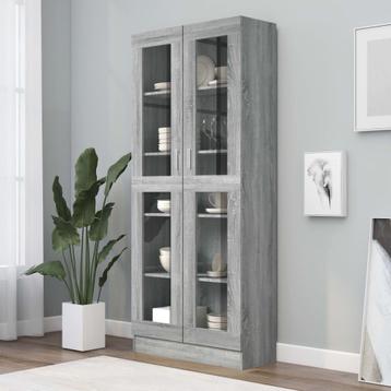 vidaXL Vitrinekast 82,5x30,5x185,5 cm bewerkt hout grijs, Verzenden