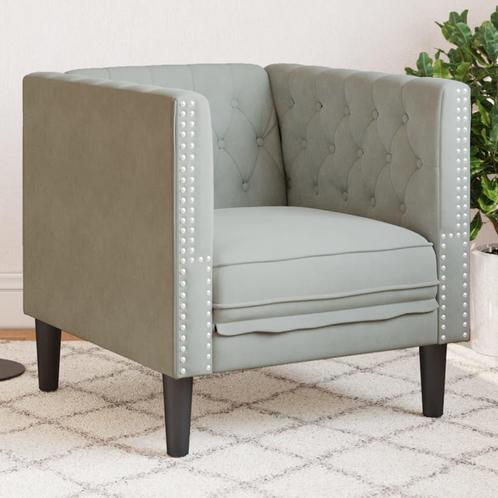 vidaXL Fauteuil Chesterfield-stijl fluweel lichtgrijs, Huis en Inrichting, Zetels | Zetels, Nieuw, Verzenden
