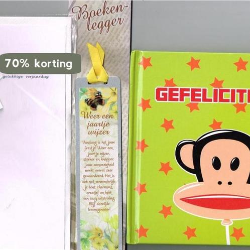 verjaardag set boekje gefeliciteerd, metalen boekenlegger en, Boeken, Overige Boeken, Zo goed als nieuw, Verzenden
