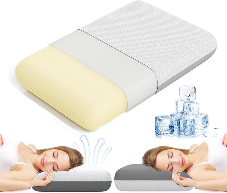 MOLPHIT Memory Foam Kussen, 10 cm hoog, verkoelend nekkussen, Huis en Inrichting, Woonaccessoires | Overige, Nieuw, Verzenden