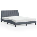 vidaXL Bed met matras fluweel donkergrijs 140x190 cm, Verzenden