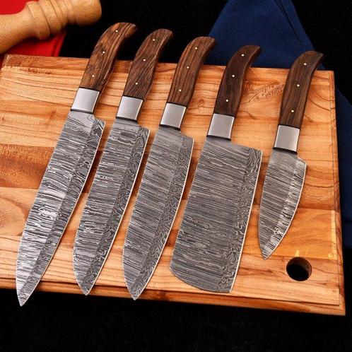 Keukenmes - Chefs knife - Hout en handgemaakt gevouwen, Antiquités & Art, Antiquités | Ustensiles de cuisine