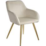 Eetkamerstoel Marilyn fluweellook, gouden poten - creme/goud, Huis en Inrichting, Stoelen, Verzenden, Nieuw