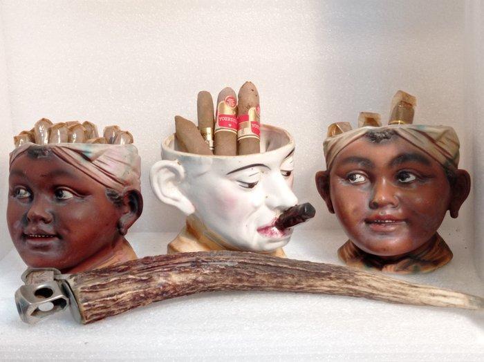 Sans Prix de Réserve - Pot à tabac (4) - Céramique,, Verzamelen, Rookartikelen, Aanstekers en Luciferdoosjes